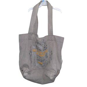 Lucy Gray Tote Bag With "Get In The Shape Of Happy" Graphic